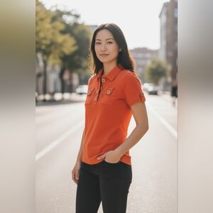 Project e Vintage Orange Polo Women's Top